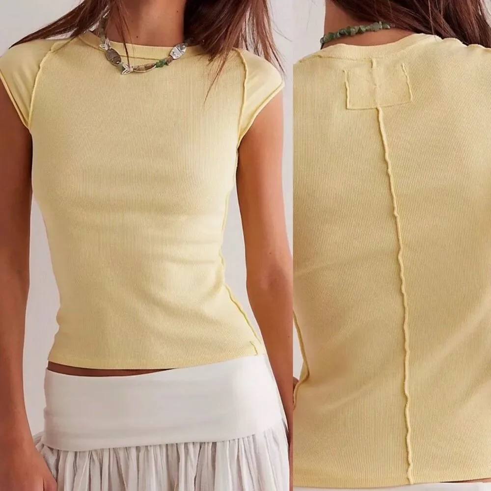 Free People X We The Free Ever Had Tee shirt yellow XS NEW